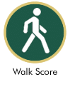 A green and white logo featuring the words walk score for Apartments in Katy TX.