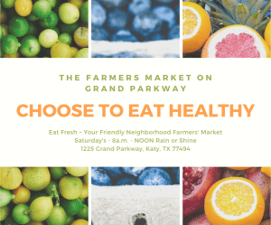 The Katy Texas Apartments residents were enticed by the farmers market on grand parkway healthy flyer, encouraging them to choose to eat healthy.