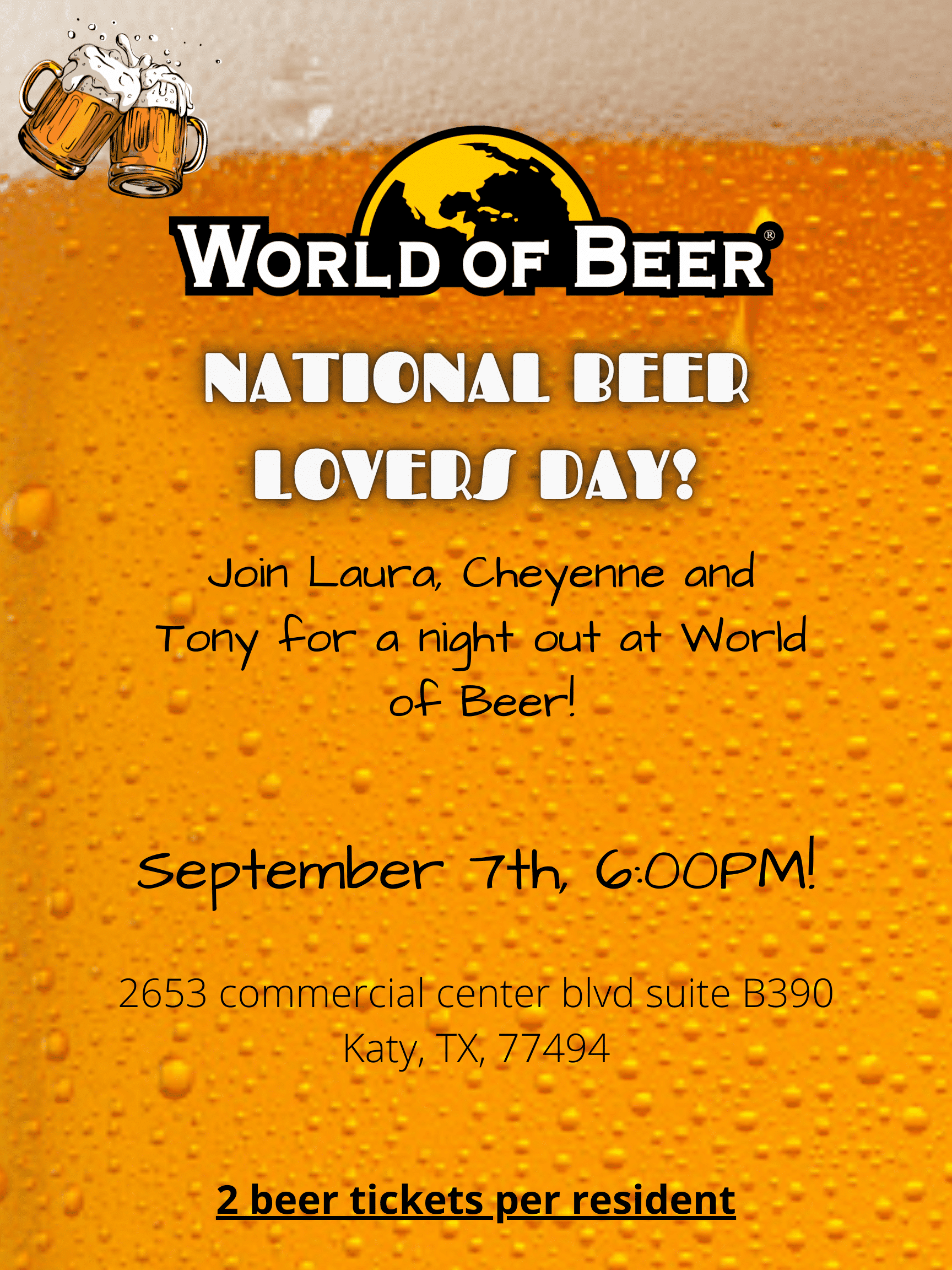 Celebrate National Beer Lovers Day at World of Beer in Katy, TX!