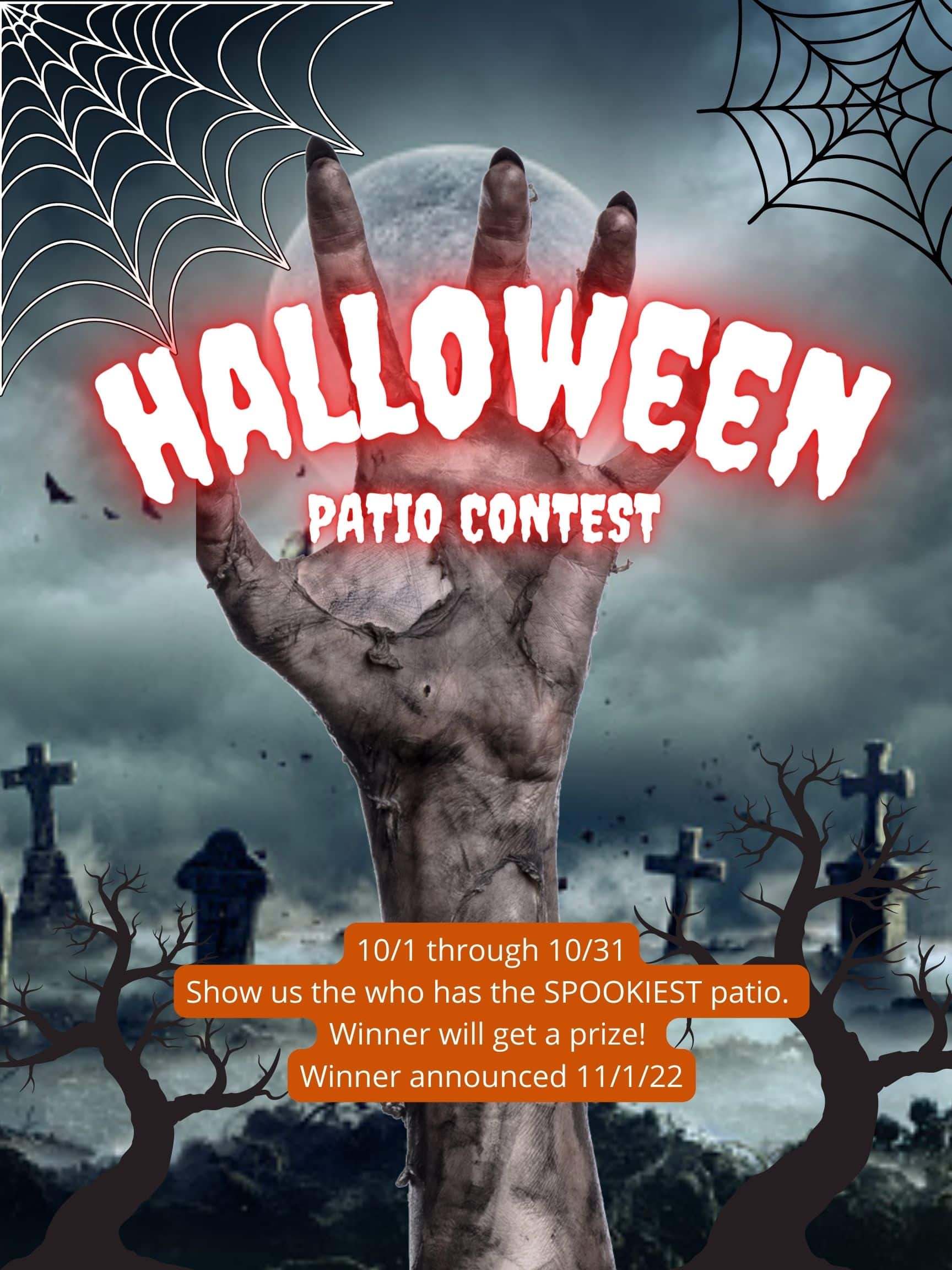Halloween patio contest flyer for Apartments in Katy, TX.